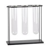 Urban Trends Collection Metal Clustered Hanging Bud Vase Holder with 3 Large Glass Tube Vases on Flat Base - Black