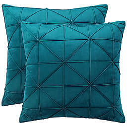 PiccoCasa Velvet Soft Solid Square Decorative Cushion Covers, Teal Blue 2Pcs, 18