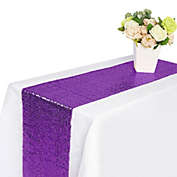 Stock Preferred 5-Pieces Glitter Sequin Table Runner in 12"x72" Purple