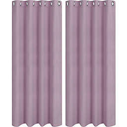 PiccoCasa Classic Window Curtain Panel Rod Pocket Solid Grommet Blackout Curtains Room Darkening Thermal Insulated Curtain Drape for Living Room Kitchen Curtains, 2 Panels 52 x 84 Inch Purple