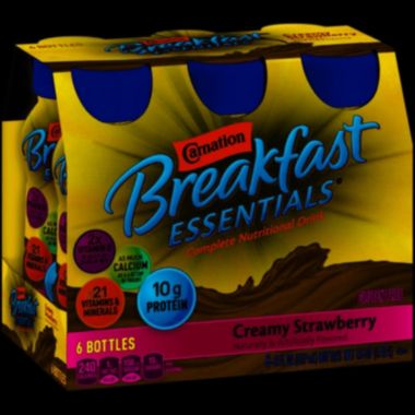 Carnation Breakfast Essentials Complete Nutritional Drink, Creamy Strawberry, 8 oz, 6 CT. View a larger version of this product image.