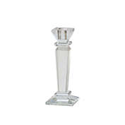 Kingston Living 7" Clear and Frost White Glass Candle Holder with Flared Base