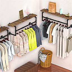 Kitcheniva Wall Mount Garment Clothes Closet Storage Rack Hanging Rail