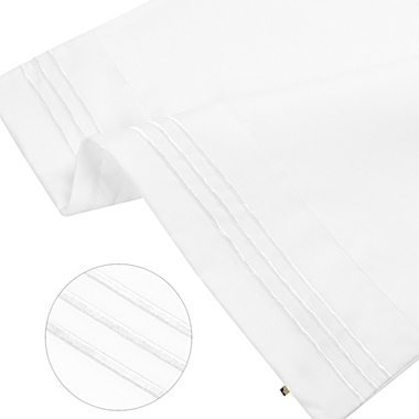 PiccoCasa Set of 2 Brushed Microfiber Zipper Embroidery Pillowcases, 110 gsm Classic Soft Pillow Covers in Home, White King. View a larger version of this product image.