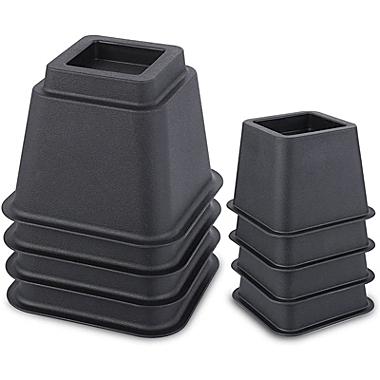 Juvale Adjustable Bed Risers/Furniture Risers - Heavy Duty - Supports 1,100 lbs. - Black - 8 Pack Set - 3, 5, and 8 Inches. View a larger version of this product image.