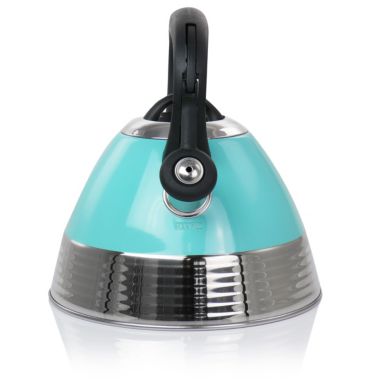 Mr. Coffee 2.5 Quart Stainless Steel Whistling Tea Kettle in Turquoise. View a larger version of this product image.