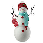 Napco 16.5" White and Red Snowman in Hat Christmas Tabletop Decor