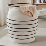 Extra Large Woven Cotton Rope Tall 25" Height Laundry Hamper Basket with Handles