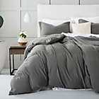 Alternate image 1 for Sweet Home Collection   Prewashed Vintage Linen Style Crinkle 3-Piece Duvet Set - Full/Queen, Gray