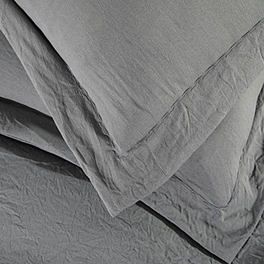 Sweet Home Collection   Prewashed Vintage Linen Style Crinkle 3-Piece Duvet Set - Full/Queen, Gray. View a larger version of this product image.