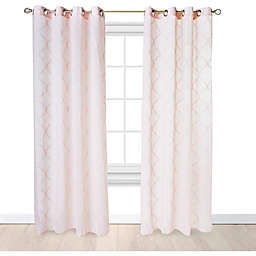 Juvale Grommet Curtain Panels, Sheer Pink Faux Linen (54 x 84 Inches, 2 Pack)