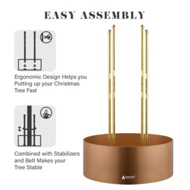 Tree Nest Metal Easy Christmas Tree Stand for Large, Real Trees, Gold. View a larger version of this product image.