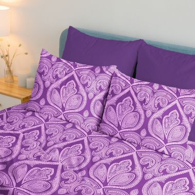 Lux Decor Collection 6-Pieces Deep Pocket Microfiber Printed Bed Sheet Set in Full Size Purple. View a larger version of this product image.