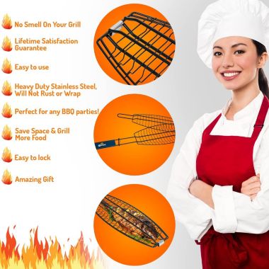 Corona BBQ Fish Grilling Basket with Locking Handle. View a larger version of this product image.