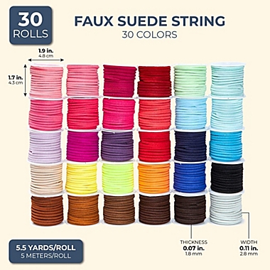 Juvale 30 Pack Leather Cord Lacing for Jewelry Making, DIY Crafts (5.5 Yards/Spool, 30 Colors). View a larger version of this product image.