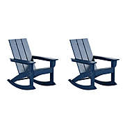 WestinTrends Modern Adirondack Outdoor Rocking Chair (Set of 2), Navy Blue