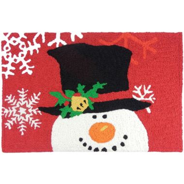 Homefires Rugs 1.5' x 2.5' Vibrant Snowman Designed Rectangular Polyester Area Throw Rug. View a larger version of this product image.