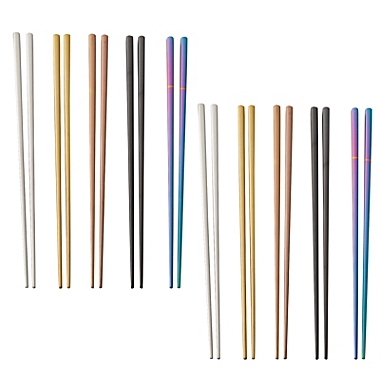 5 Pairs 10 Stainless Steel Chopsticks Chop Sticks Beautiful Gift Set Assorted 