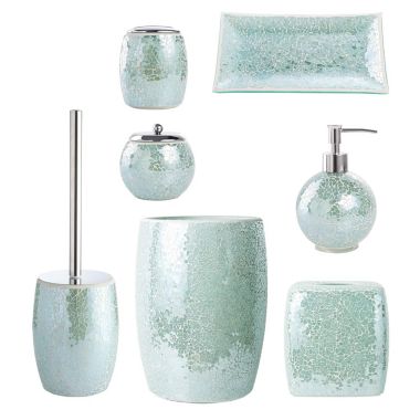 Mosaic Glass Bathroom Accessories Set, Soap Dispenser, Tray/Soap Dish | Bath & Beyond