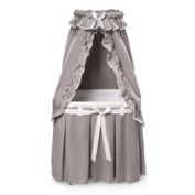 Badger Basket Co. Majesty Baby Bassinet with Canopy - Gray and White Bedding