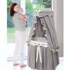 Alternate image 1 for Badger Basket Co. Majesty Baby Bassinet with Canopy - Gray and White Bedding