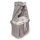 Alternate image 2 for Badger Basket Co. Majesty Baby Bassinet with Canopy - Gray and White Bedding