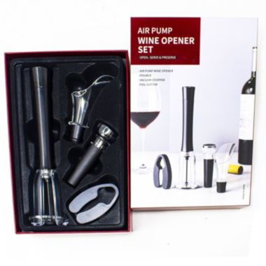 Premium Wine Opener Set- Air Pressure Easy Cork Remover Wine Bottle Opener with Pourer, Vacuum Stopper and Foil Cutter - Great for Wine Lovers. View a larger version of this product image.