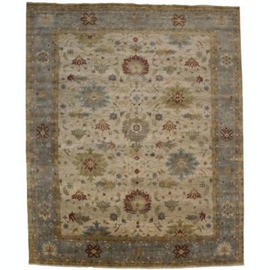 Beige & Light Blue Floral 12X15 Osh Chobi Peshawar Oriental Rug. View a larger version of this product image.