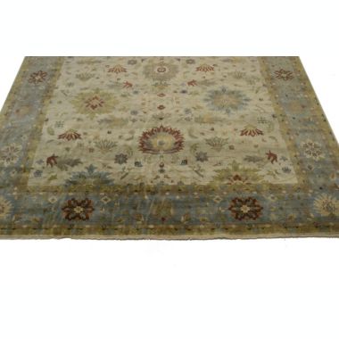 Beige & Light Blue Floral 12X15 Osh Chobi Peshawar Oriental Rug. View a larger version of this product image.