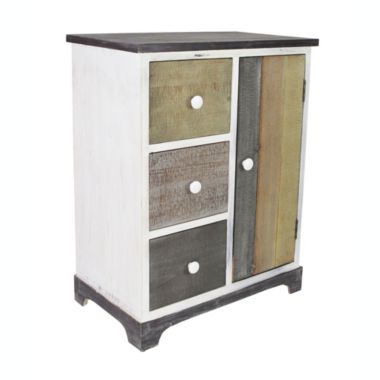 Cheungs Medium Wooden Nightstand with 3 Side Drawers and 1 Tall Door Storage Unit. View a larger version of this product image.
