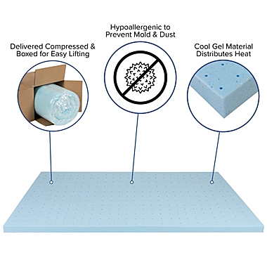 Emma + Oliver 2&quot; Cool Gel Infused Cooling Memory Foam Mattress Topper - Twin. View a larger version of this product image.