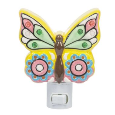 Ganz Multicolor Butterfly Ceramic Plug in Night Light 5.25 Inch. View a larger version of this product image.