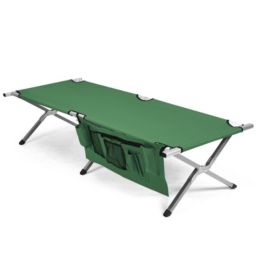 Slickblue Folding Camping Cot Heavy-duty Camp Bed with Carry Bag-Green