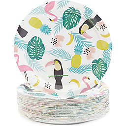 Blue Panda Paper Tropical Party Paper Plates, Pack of 80, 9 Inches