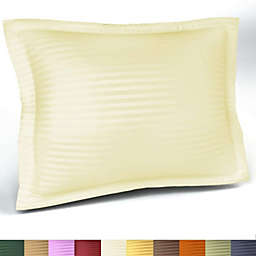 Ivory Pillow Sham Euro Size Decorative Striped Pillow Case with Envelope Closer, Bone Solid Tailored Pillow Cover
