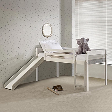 Donco Kids Low Loft Bed/Slide/Slats Grey White - White. View a larger version of this product image.