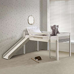Donco Kids Low Loft Bed/Slide/Slats Grey White - White