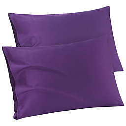 PiccoCasa Envelope Soft 2-Pack Cotton Pillowcases, Grape King