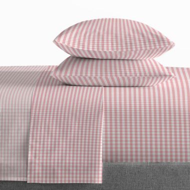 Saturday Park Pink Gingham 100% Organic Cotton Sheet Set. View a larger version of this product image.