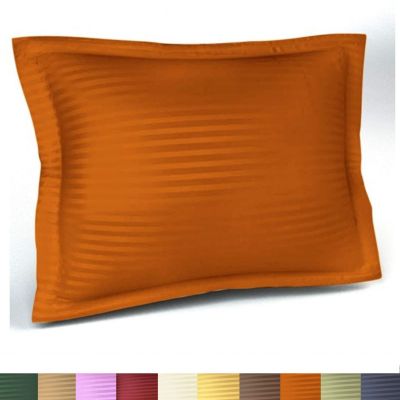 Rust Pillow Sham King Size Decorative Striped Pillow Case with Envelope Closer, Amber Solid Tailored Pillow Cover