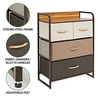 mDesign Wide Dresser Storage Chest, 4 Fabric Drawers. View a larger version of this product image.