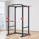 Alternate image 1 for Soozier Power Tower Squat Cage, Adjustable Multi-Function Home Gym Weightlifting Exercise Workout Station, 800lbs. Max Capacity, Black