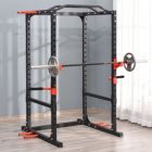 Alternate image 2 for Soozier Power Tower Squat Cage, Adjustable Multi-Function Home Gym Weightlifting Exercise Workout Station, 800lbs. Max Capacity, Black