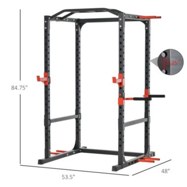 Soozier Power Tower Squat Cage, Adjustable Multi-Function Home Gym Weightlifting Exercise Workout Station, 800lbs. Max Capacity, Black. View a larger version of this product image.