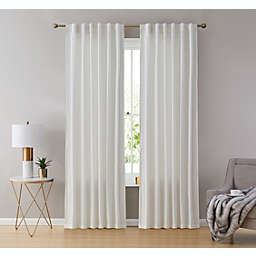THD Maria Velvet Back Tab Rod Pocket Curtain Panels - White, Set of 2
