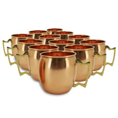 Set of 12 Modern Home Authentic 100% Solid Copper Moscow Mule Mug - Handmade in India. View a larger version of this product image.