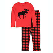 Leveret Kids Cotton Top and Fleece Pants Pajamas Moose