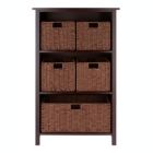 Alternate image 1 for Winsome Milan 6-Piece Storage Shelf with 5 Foldable Woven Baskets - Walnut