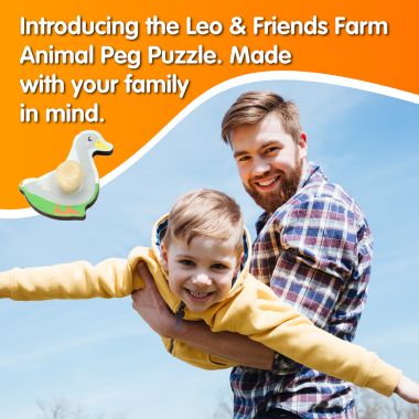 Leo & Friends Farm Animal Peg Puzzle for 24-Months+   Unisex Toddler Puzzle, Comes with 10-Pieces, Features Cows, Chickens, Ducks, Horses, & More   Perfect Educational Gift, Made with Non-Toxic Wood. View a larger version of this product image.