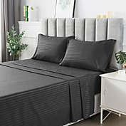 Stock Preferred Luxury Soft Extra Deep Pocket Bed Sheets Set in 4-Pieces Queen Size Dark Gray